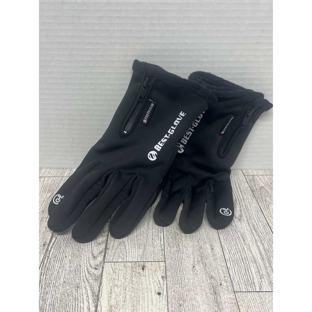BEST-GLOVE Thermal Winter Gloves Touchscreen Cycling Driving Zipper Fleece Black